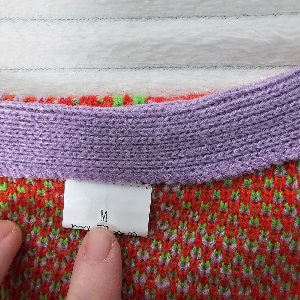 Womens Patchwork Cropped Cardigan Sweater Size M Multi Colorblock Kawaii Retro - Picture 6 of 8